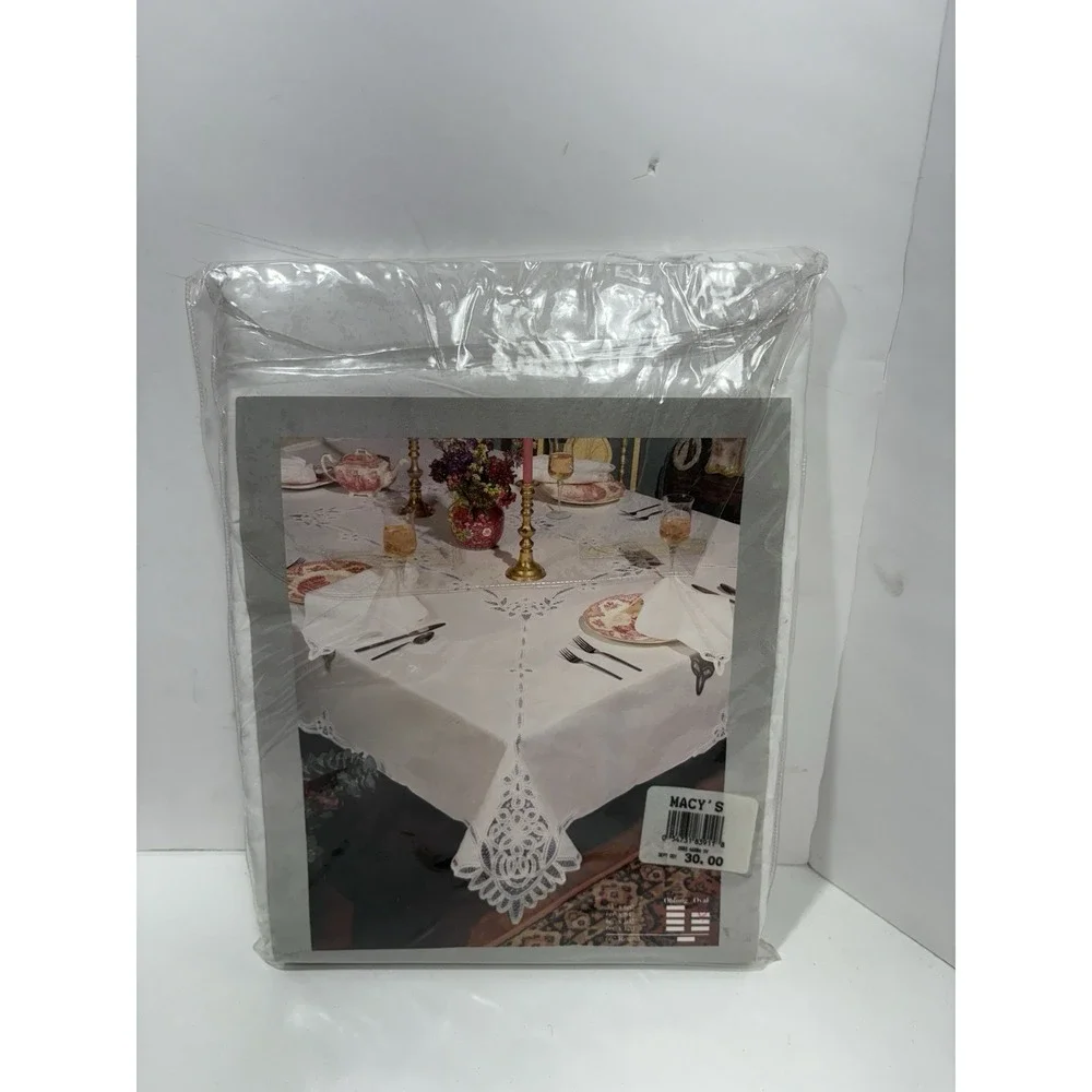 Vintage  Exquisite Battenburg Lace Tablecloth‎ White 66x84 Oval Gorgeous NEW!